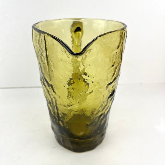 Morgantown Crinkle Glass Water Pitcher Decanter Green - Picture 3 of 6